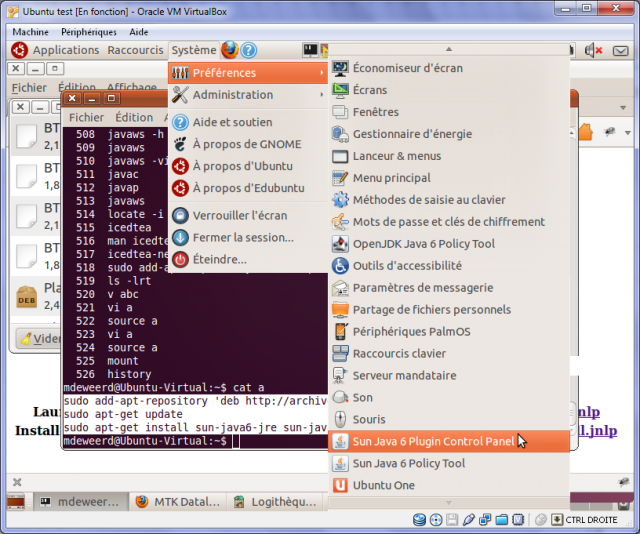 Ubuntu System Menu Java Preference Open